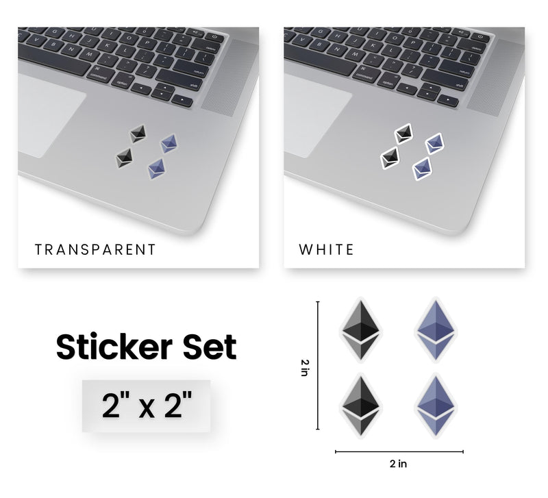 Diamond Ethereum Logo Stickers - Premium Vinyl Kiss-Cut Sticker Set