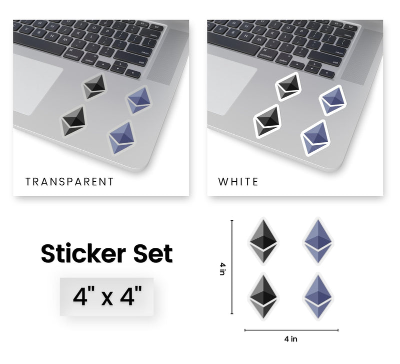 Diamond Ethereum Logo Stickers - Premium Vinyl Kiss-Cut Sticker Set