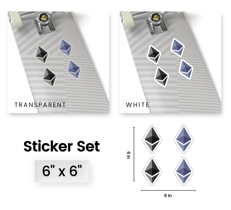 Diamond Ethereum Logo Stickers - Premium Vinyl Kiss-Cut Sticker Set