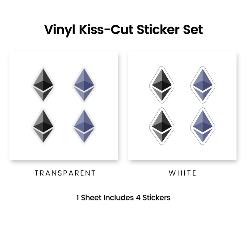 Diamond Ethereum Logo Stickers - Premium Vinyl Kiss-Cut Sticker Set