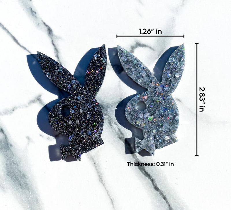 Holographic Silver Glitter Playboy Bunny Craft Made with Epoxy Resin