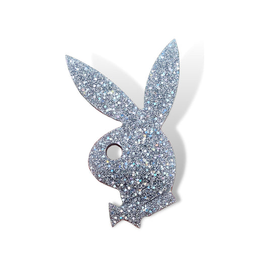 Holographic Silver Glitter Playboy Bunny Craft Made with Epoxy Resin