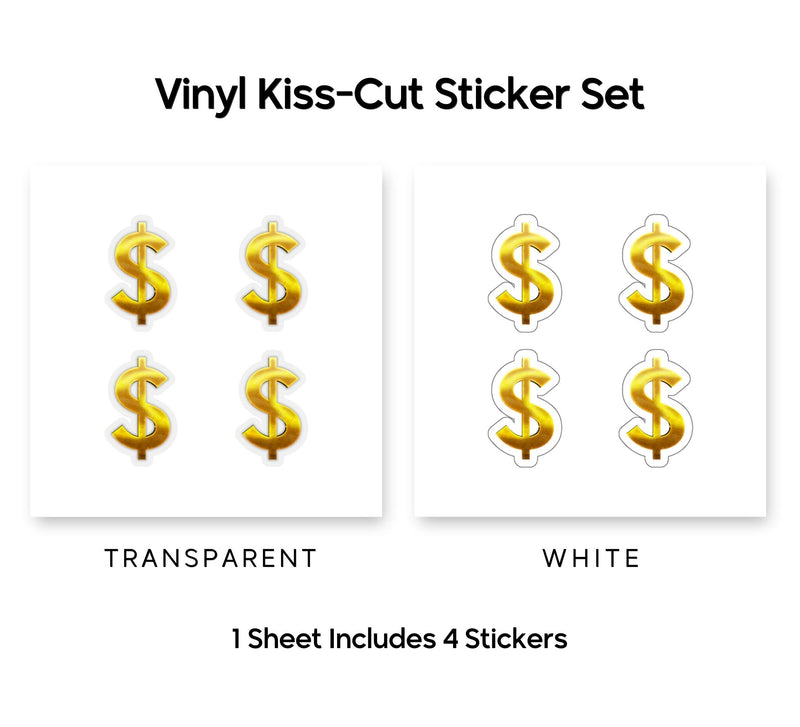 Mini Gold Money Sign Stickers