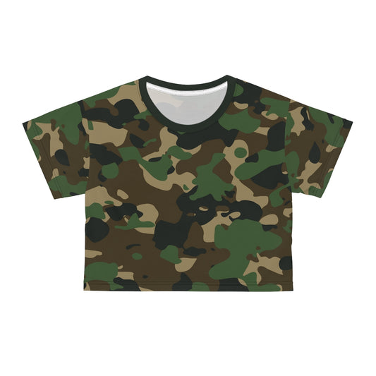 Military Green Camo AOP Crop Tee