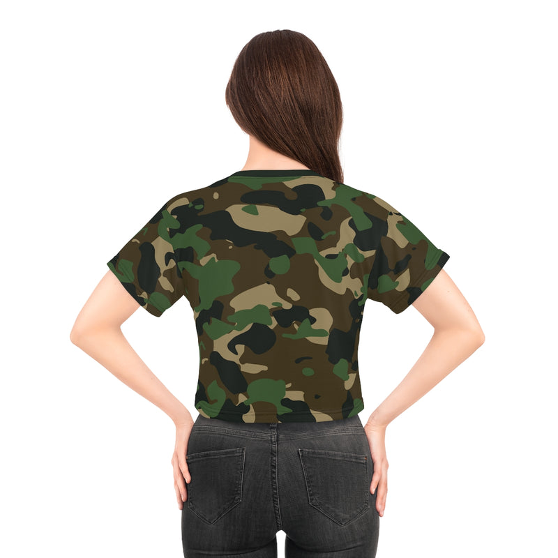 Military Green Camo AOP Crop Tee