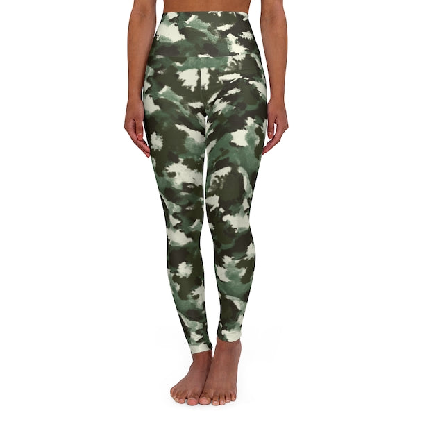 Painted Green Camo AOP High Waisted Yoga Leggings