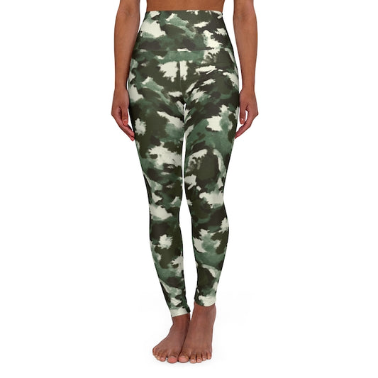 Painted Green Camo AOP High Waisted Yoga Leggings