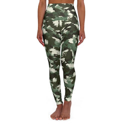 Painted Green Camo AOP High Waisted Yoga Leggings
