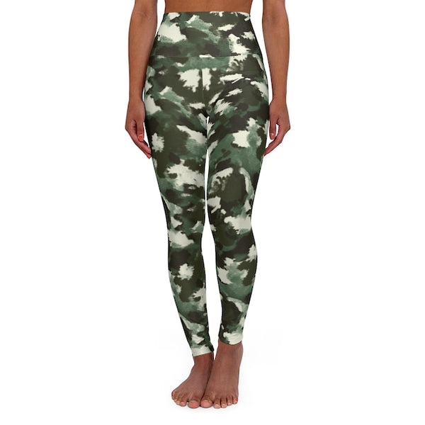 Painted Green Camo AOP High Waisted Yoga Leggings