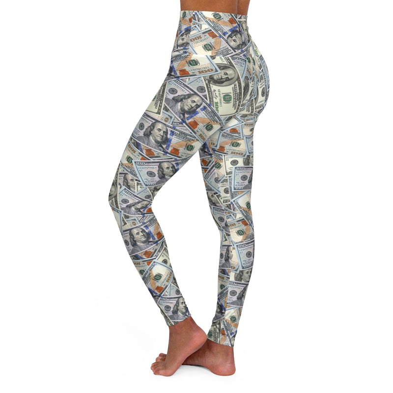 100 Dollar Bills Money All Over Print High Waisted Yoga Pants
