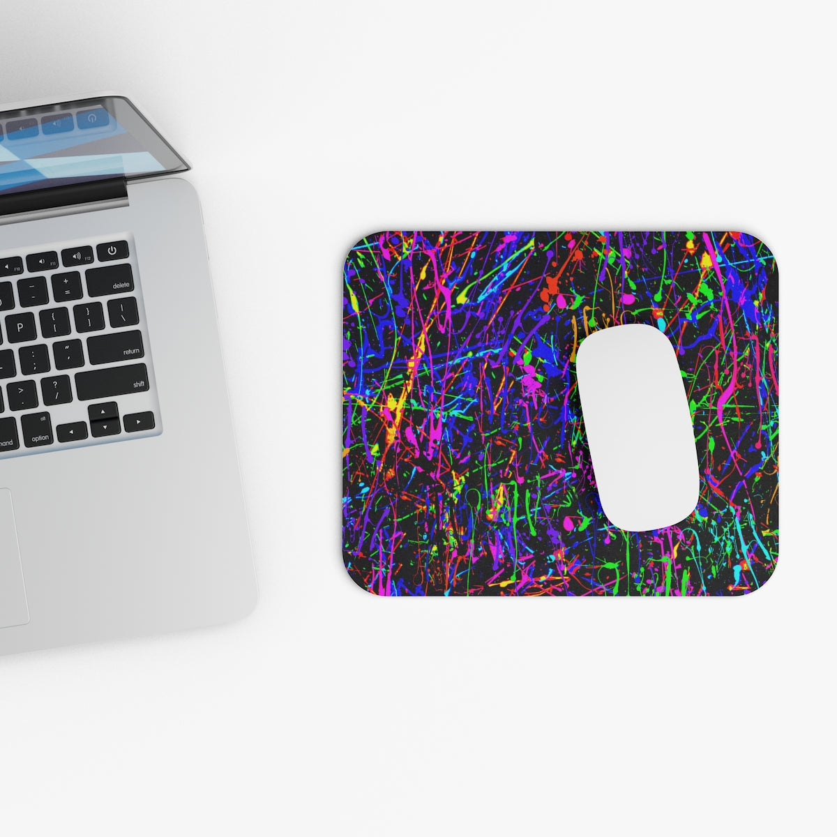 Neon Paint Splatter Mousepad