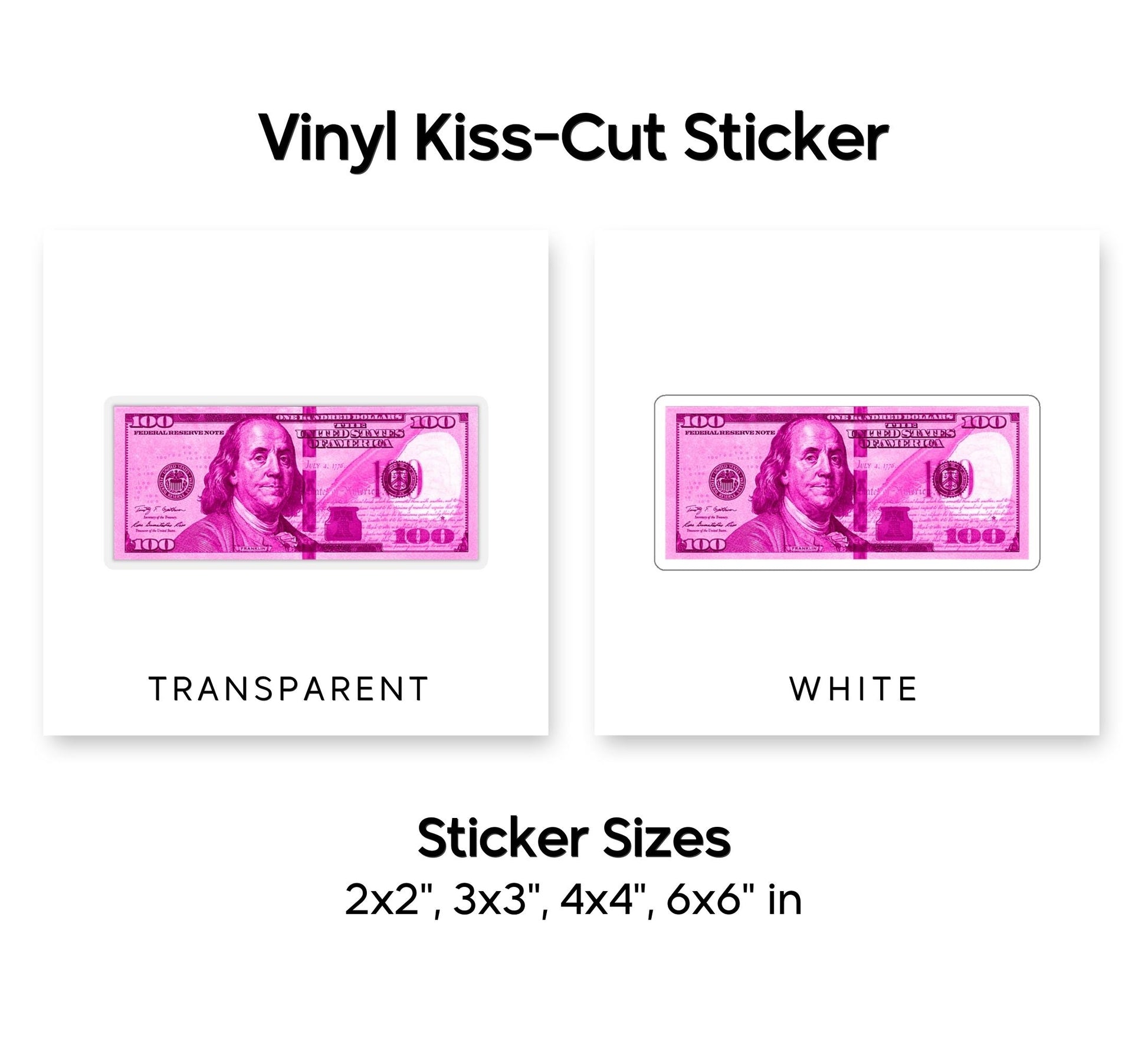 Pink 100 Dollar Bill Money Sticker