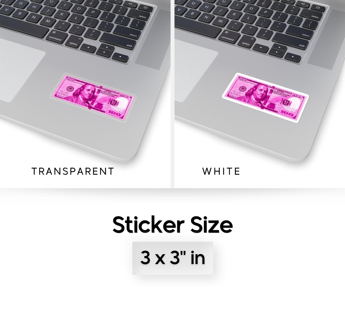 Pink 100 Dollar Bill Money Sticker