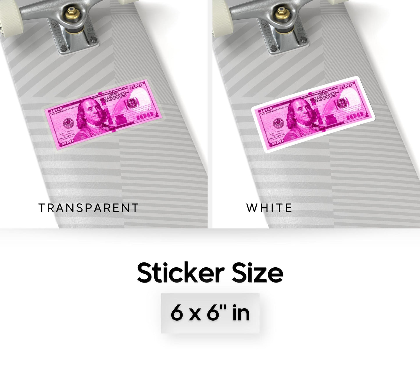 Pink 100 Dollar Bill Money Sticker