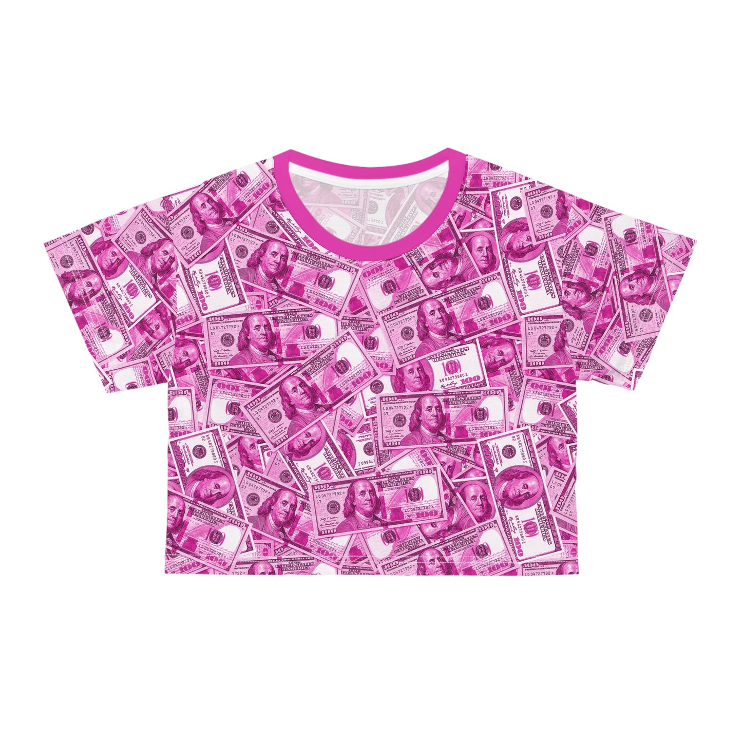 Pink Money 100 Dollar Bills AOP Crop Top