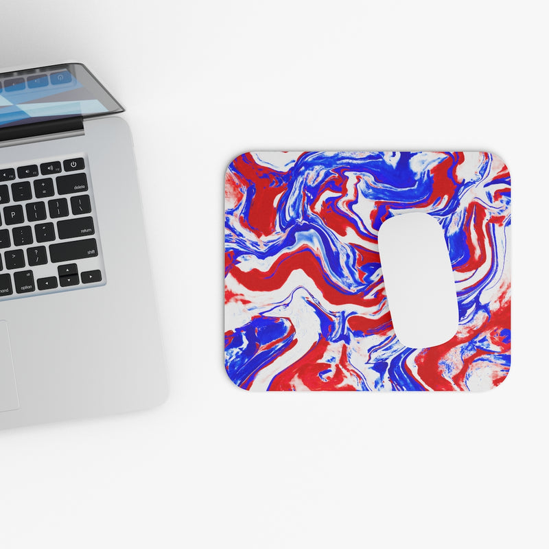 Red + White + Blue Liquid Marble Mousepad