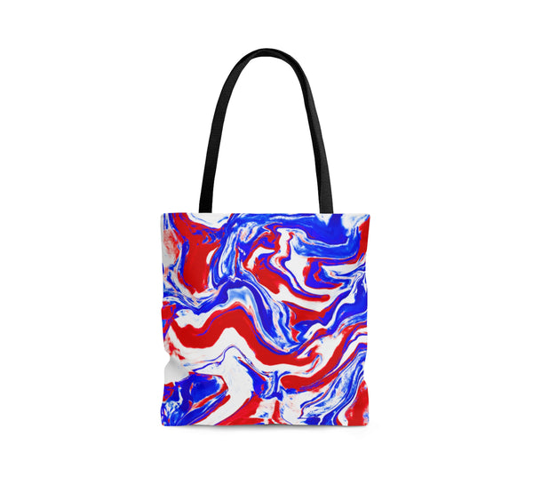 Patriotic Red + White + Blue Marble Tote Bag