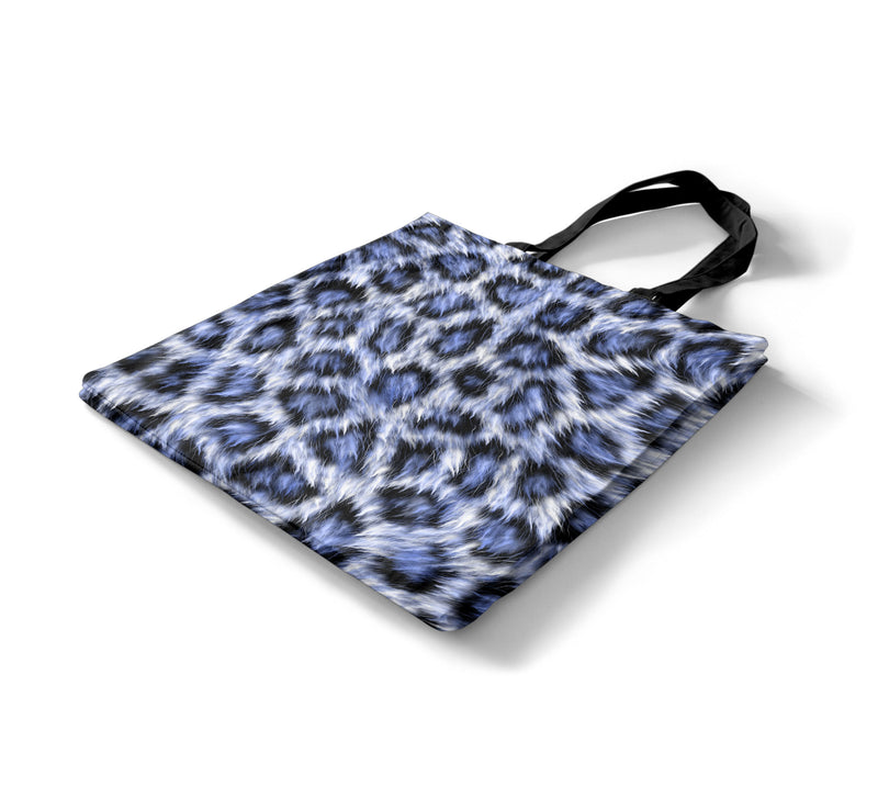 Blue Leopard Print Tote Bag - All Over Print Sublimation