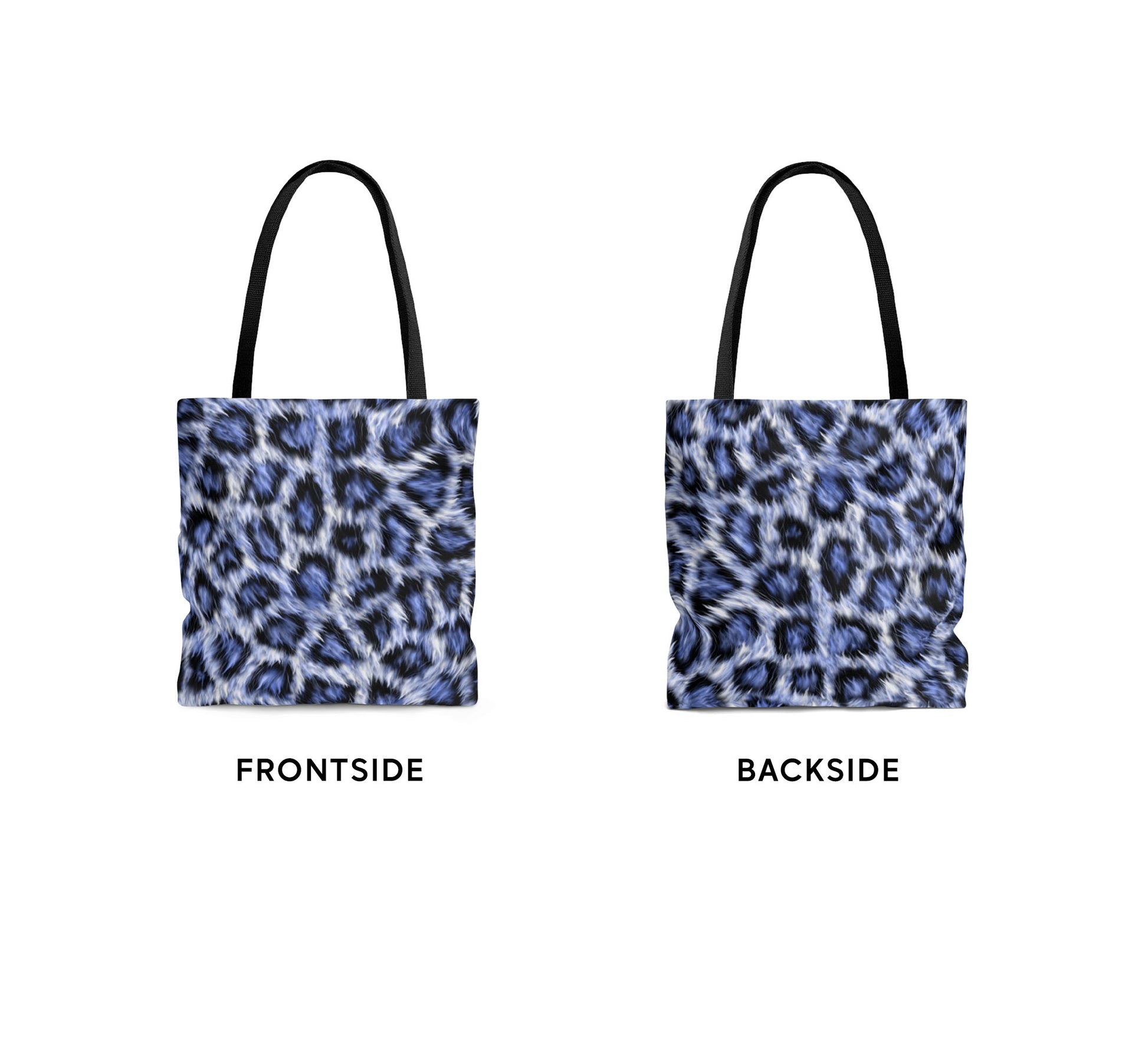 Blue Leopard Print Tote Bag - All Over Print Sublimation