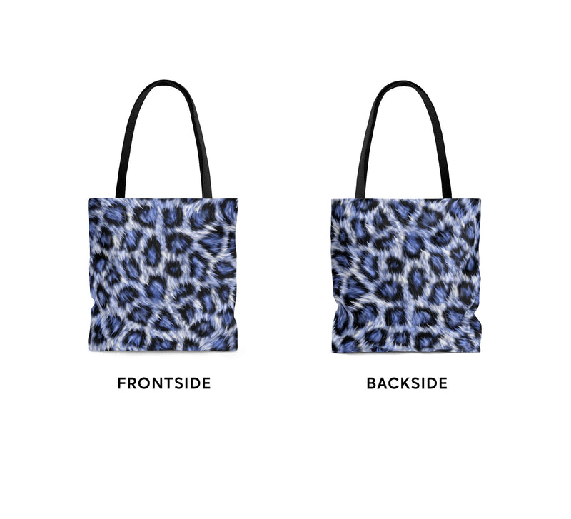 Blue Leopard Print Tote Bag - All Over Print Sublimation