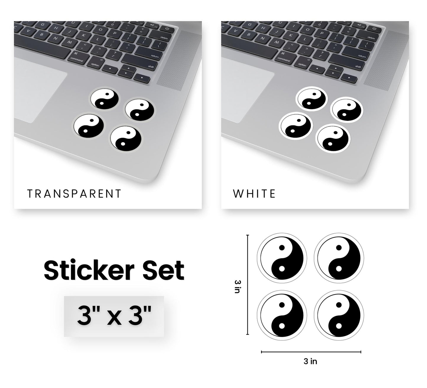 Ying Yang Symbol Sticker Set