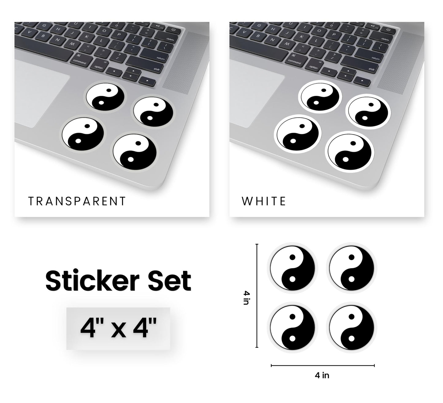 Ying Yang Symbol Sticker Set