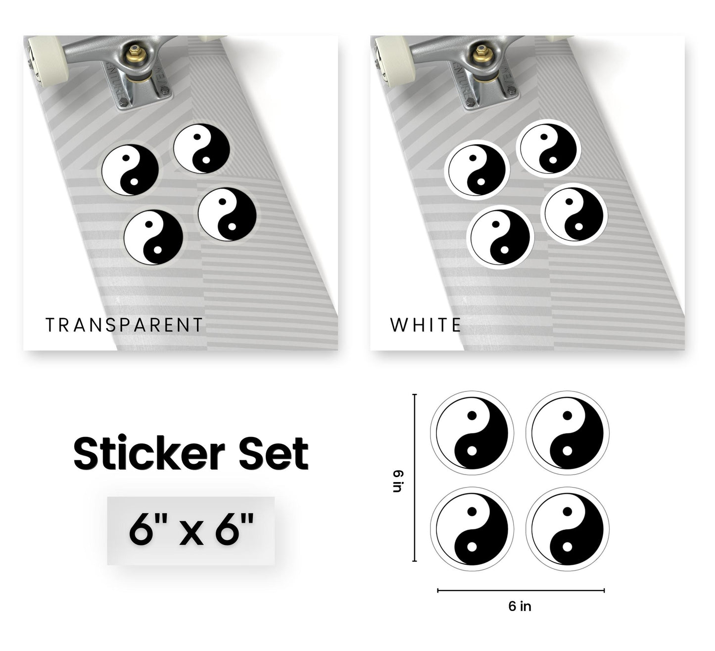 Ying Yang Symbol Sticker Set