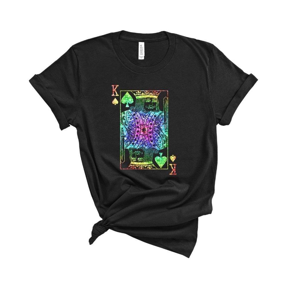 Colorful Black King of Spades Card T-Shirt Solid Black Blend / XL