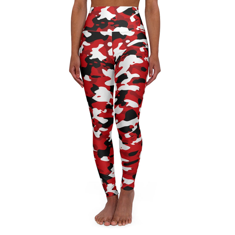 Red Camouflage Yoga Pants All Over Print High Waisted Leggings