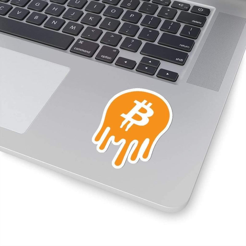 Dripping Bitcoin Sticker 3" × 3" / White