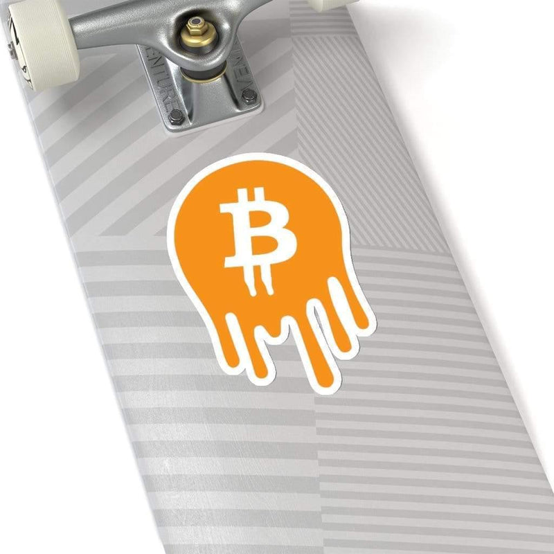 Dripping Bitcoin Sticker 6" × 6" / White