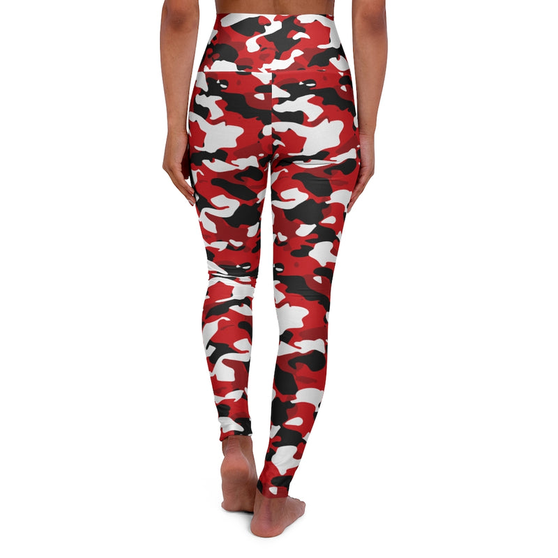 Red Camouflage Yoga Pants All Over Print High Waisted Leggings