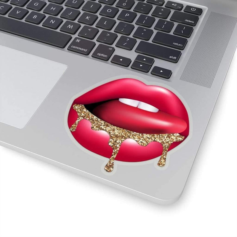 Glitter Drip Lips Sticker 4" × 4" / Transparent
