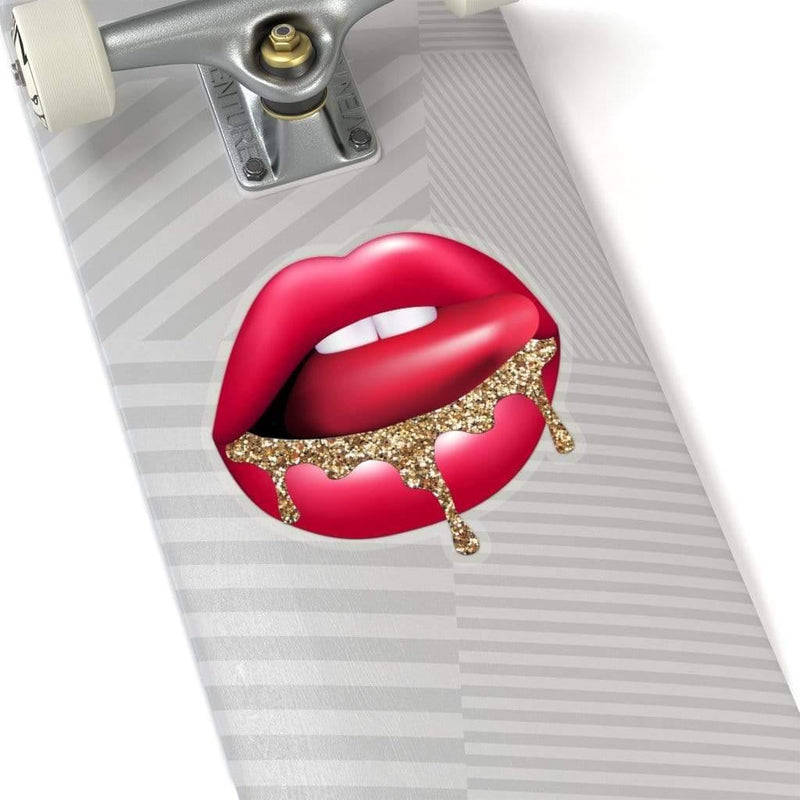 Glitter Drip Lips Sticker 6" × 6" / Transparent