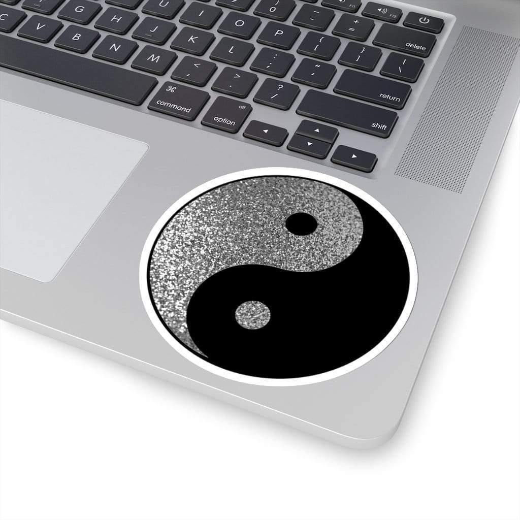 Glitter Ying Yang Sticker White / 4" × 4"