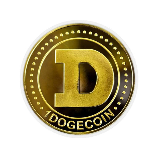 Gold Crypto Doge Coin Kiss-Cut Sticker 2" × 2" / Transparent