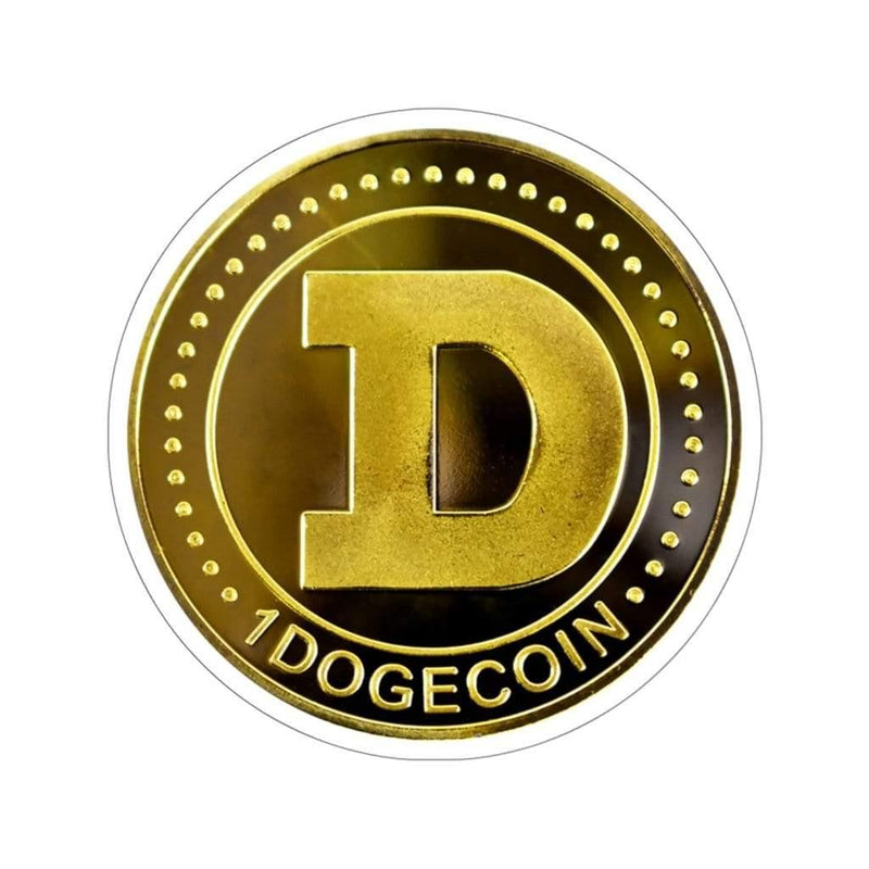 Gold Crypto Doge Coin Kiss-Cut Sticker 2" × 2" / White