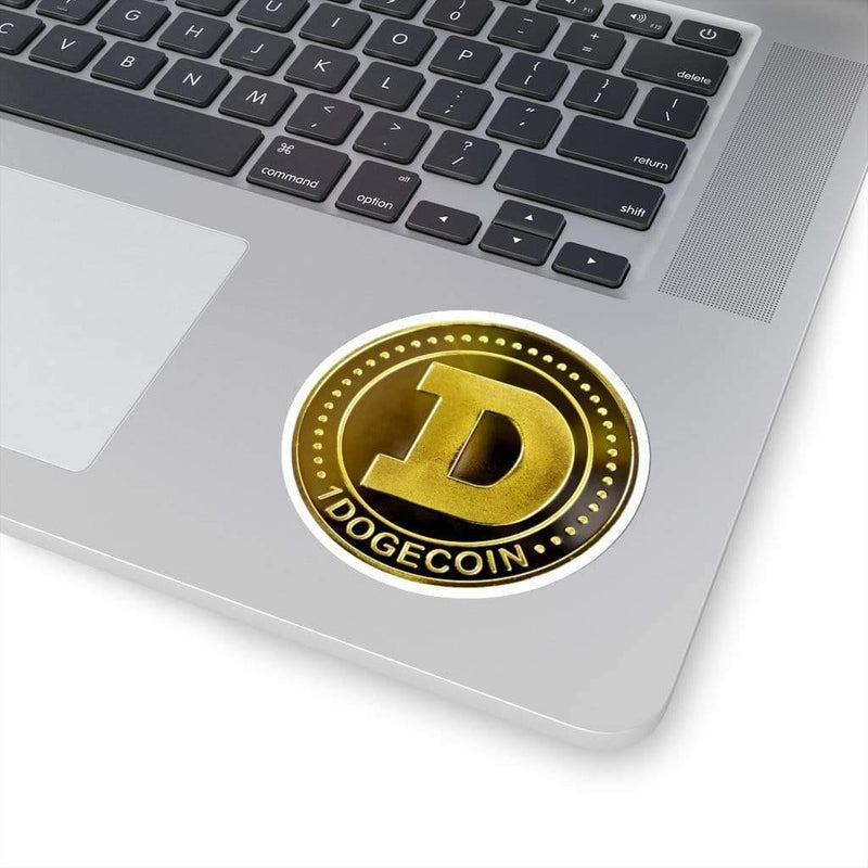 Gold Crypto Doge Coin Kiss-Cut Sticker 3" × 3" / White