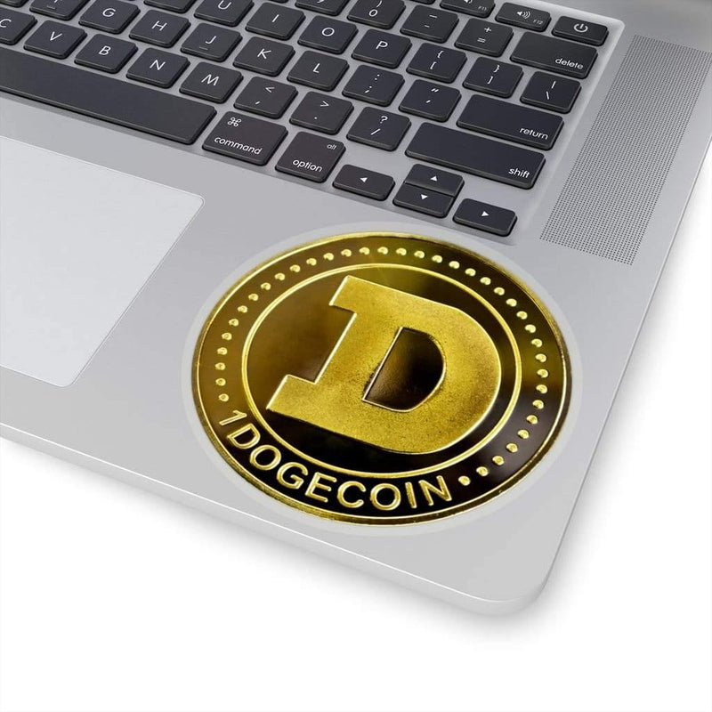 Gold Crypto Doge Coin Kiss-Cut Sticker 4" × 4" / Transparent