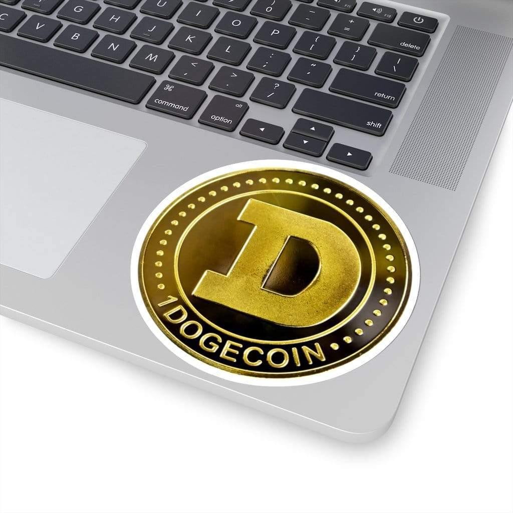 Gold Crypto Doge Coin Kiss-Cut Sticker 4" × 4" / White