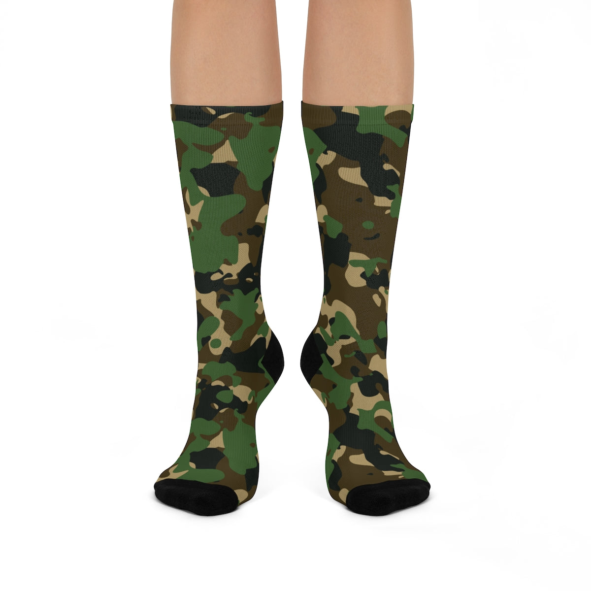 Military Green Camouflage DTG Crew Socks