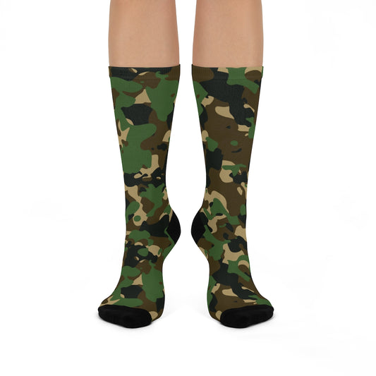 Military Green Camouflage DTG Crew Socks
