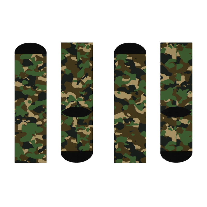 Military Green Camouflage DTG Crew Socks