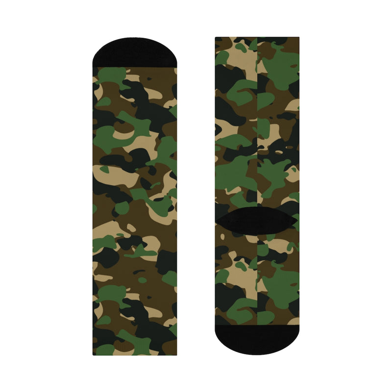 Military Green Camouflage DTG Crew Socks
