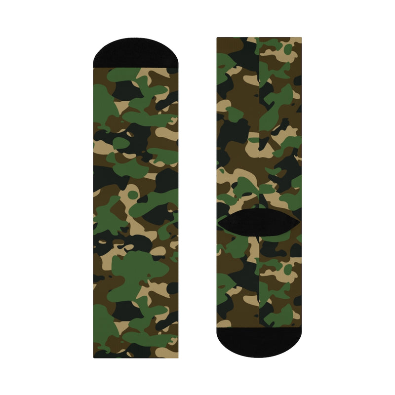 Military Green Camouflage DTG Crew Socks