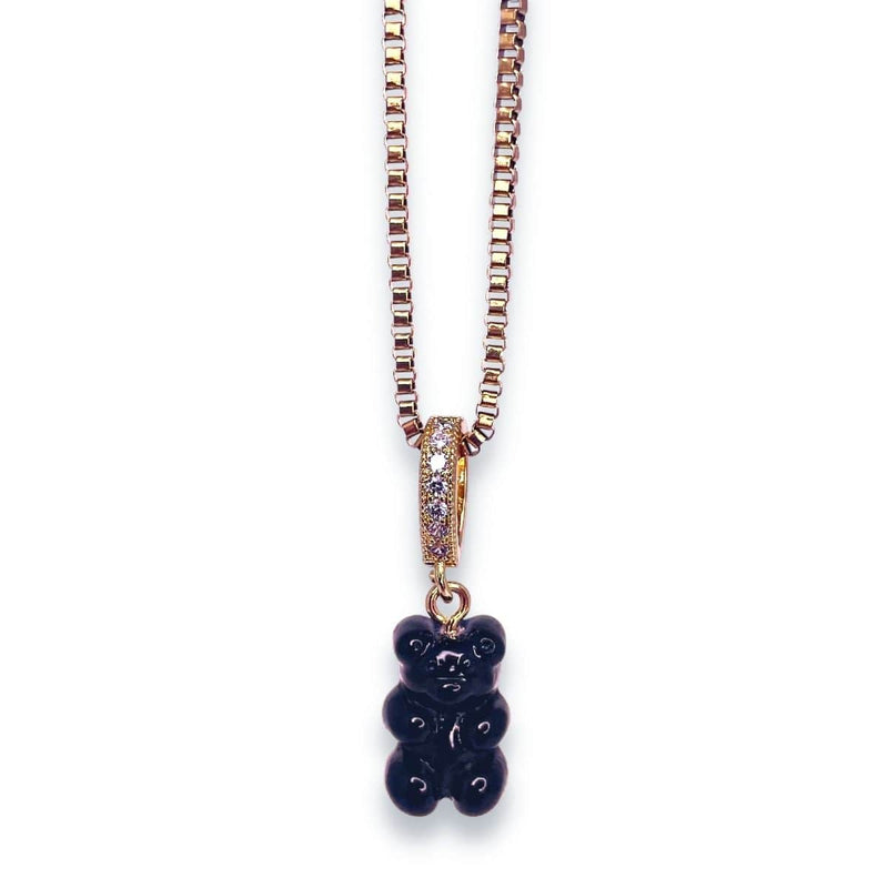 Gummy Bear Necklace, Black, Gold Chain - Dryp Factory