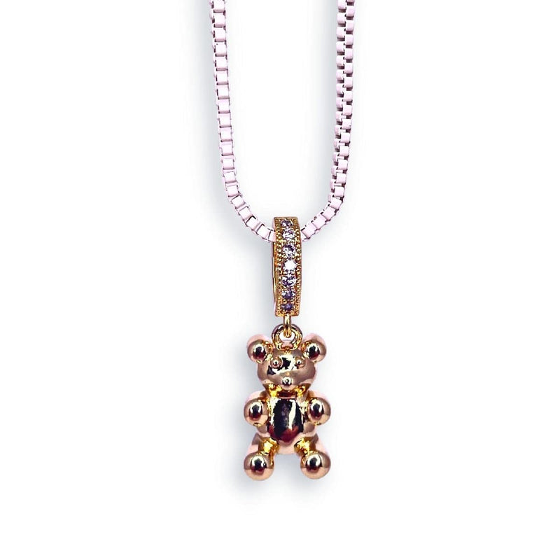 gummy bear necklace, gold, white chain - Dryp Factory