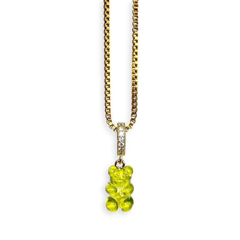 gummy bear necklace, green, 18k gold chain - Dryp Factory
