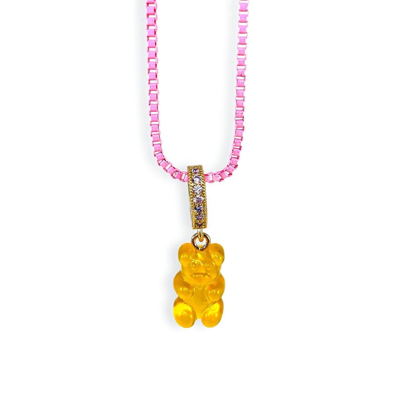 gummy bear necklace, orange, pink chain - dryp factory