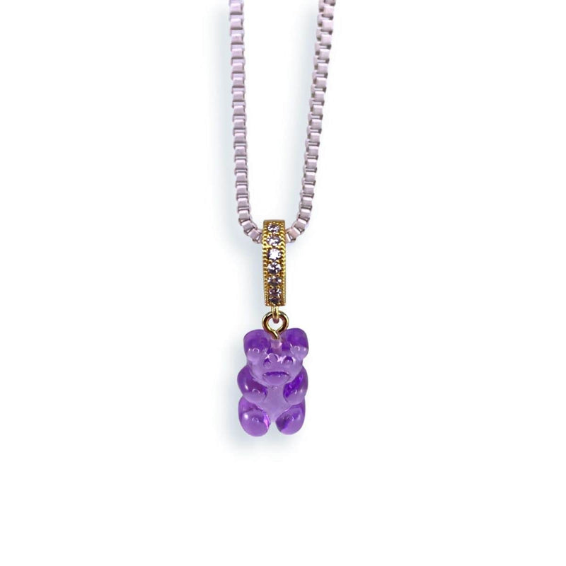 gummy bear necklace, orange, white chain - dryp factory